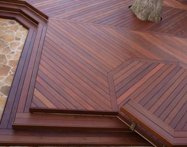 Merbau Timber Deck with Angled Board Design