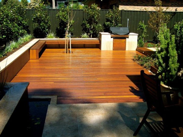 Spotted Gum Deck with Built-In BBQ Access Spotted gum timber deck with built in BBQ access